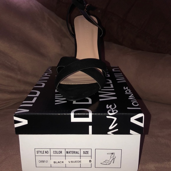 Faux Suede Crisscross Ankle-Strap Heels - Picture 3 of 4